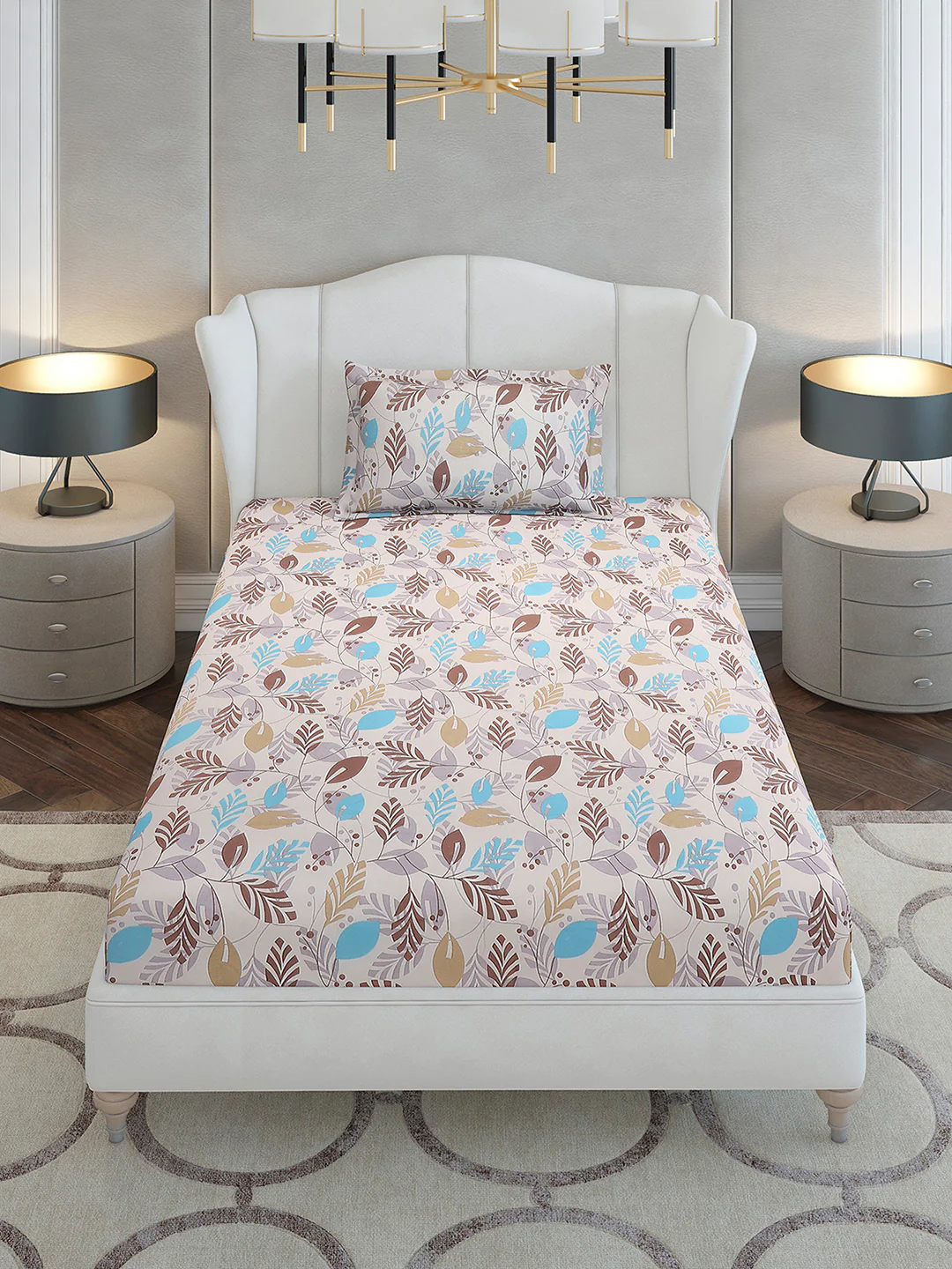 104 TC Cotton Single Bedsheet with 1 Pillow Cover (Elegance)