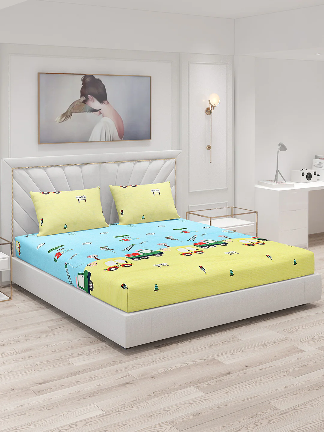 120 GSM  Polyester Double Bed Bedsheet with 2 Pillow Covers - Updated - Updated