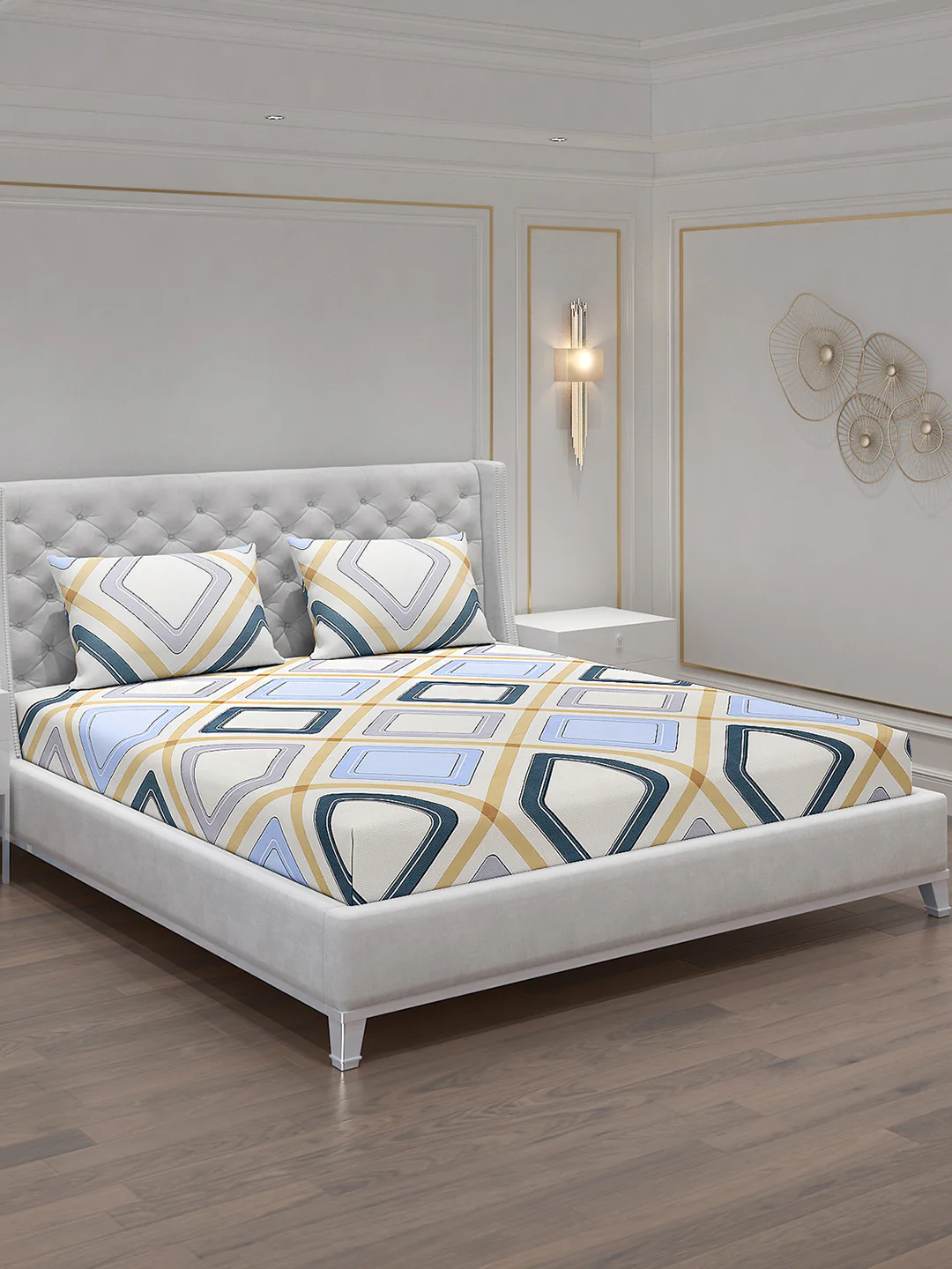 120 GSM  Polyester Double Bed Bedsheet with 2 Pillow Covers - Updated - Updated