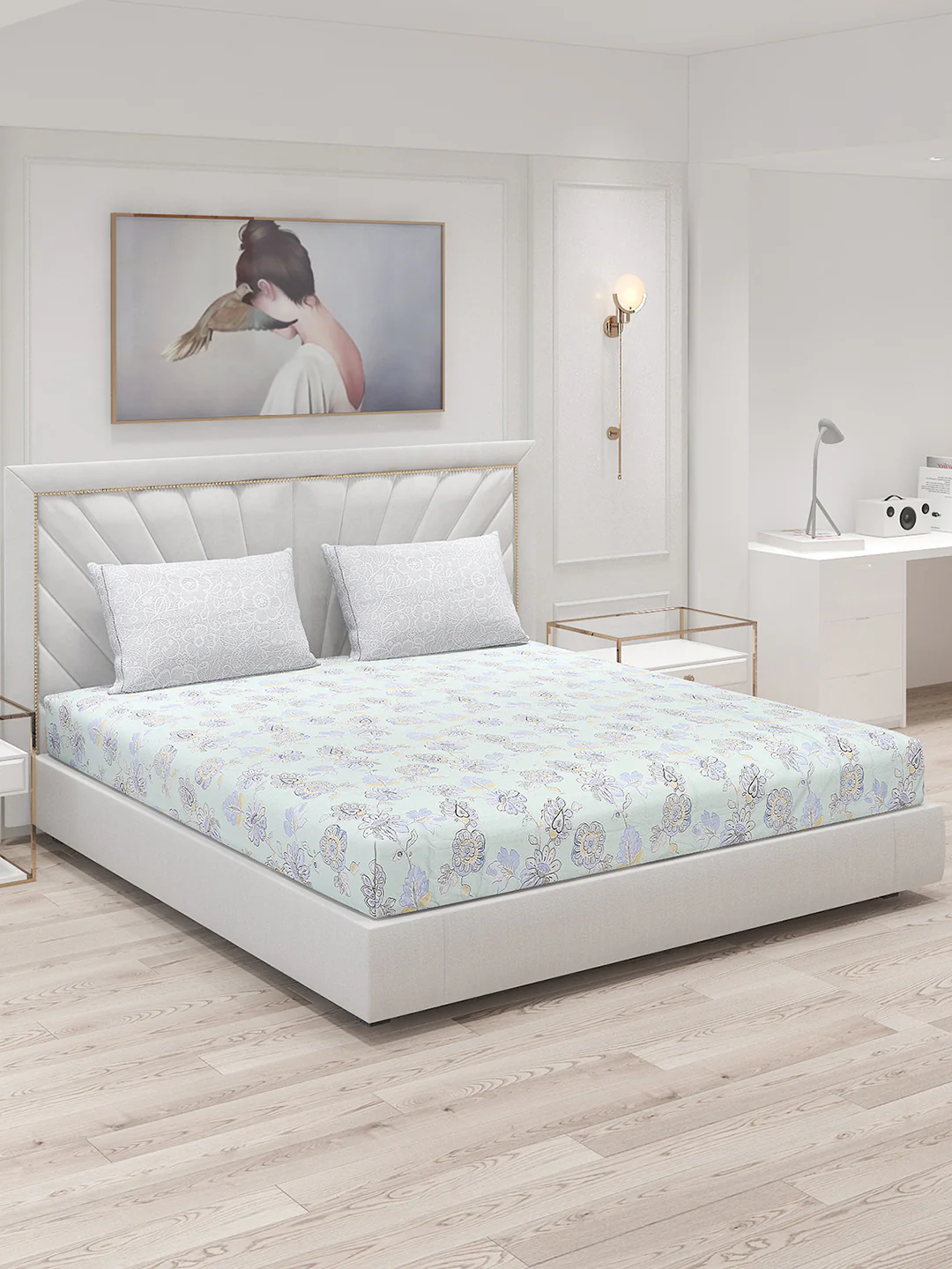 200 TC Cotton Double Bed Bedsheet with 2 Pillow Covers