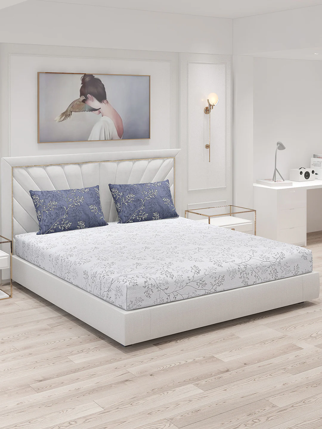 200 TC Cotton Double Bed Bedsheet with 2 Pillow Covers