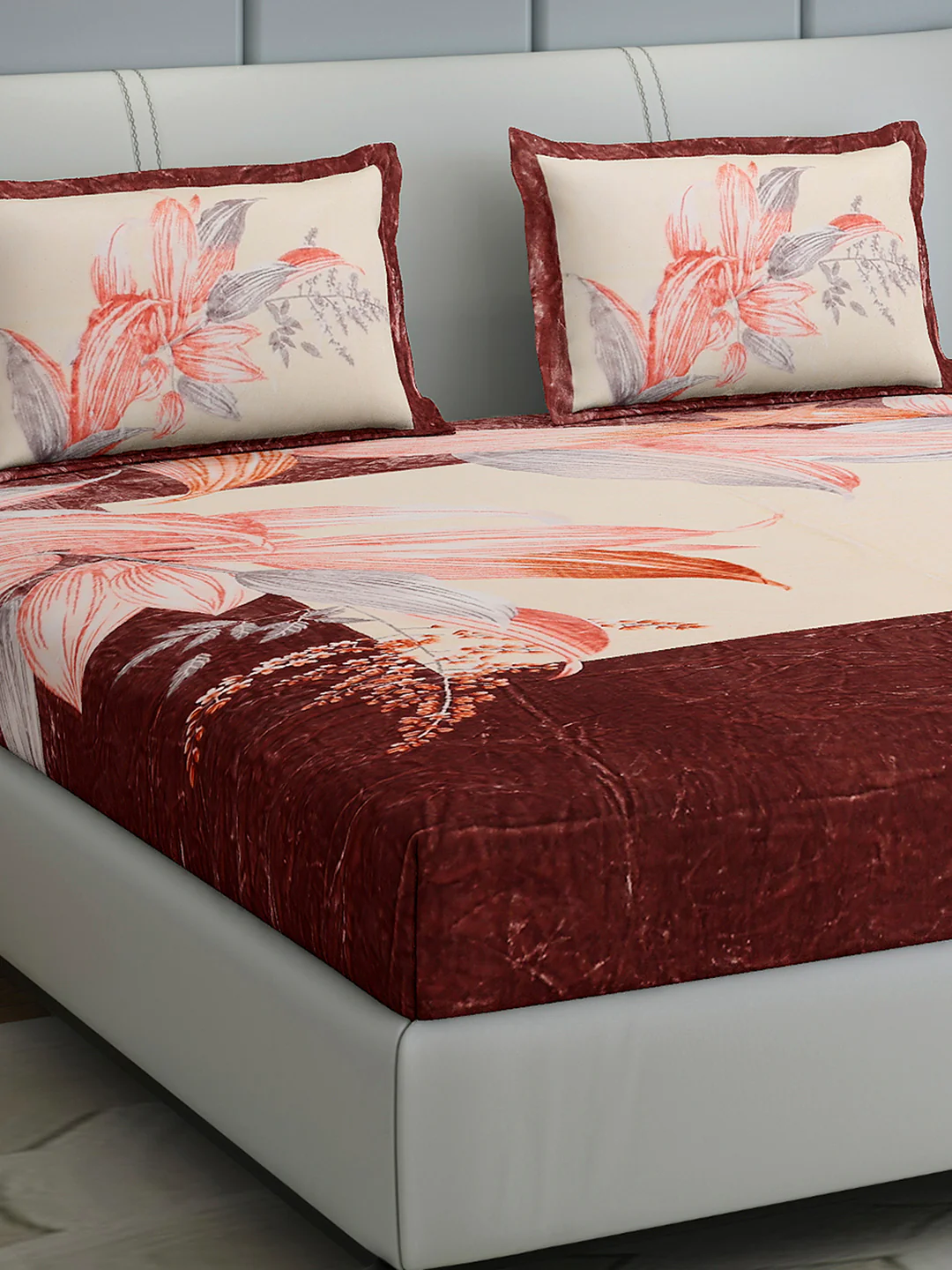 331 GSM Polyester Double Bed 1 Bedsheet with 2 Pillow Cover (Miranda)