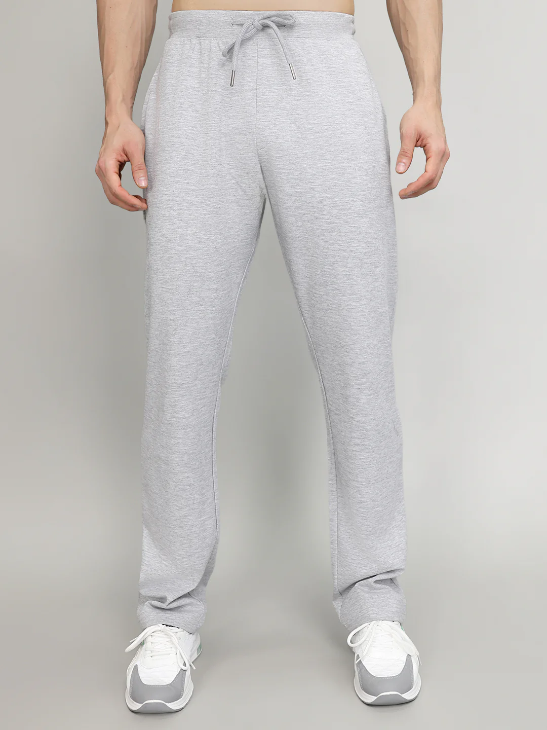 Men Light Grey Solid Regular Fit Lower