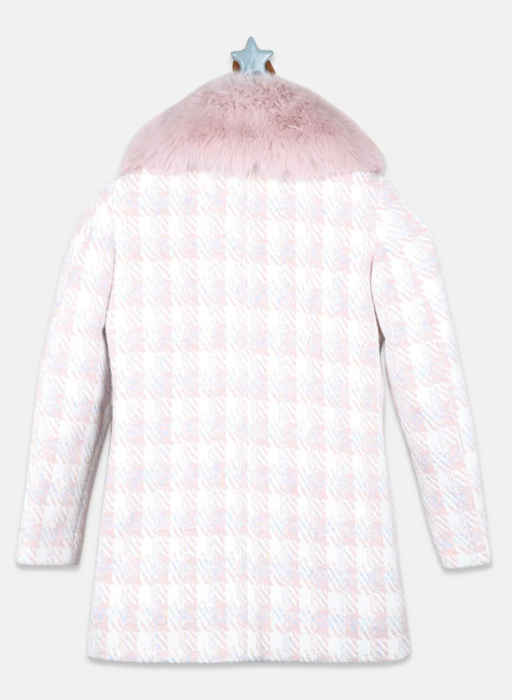 Girls Pink Check Coat - Image 2