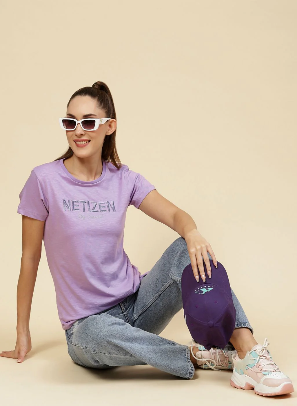 Women Purple Embroidered Top - Image 2