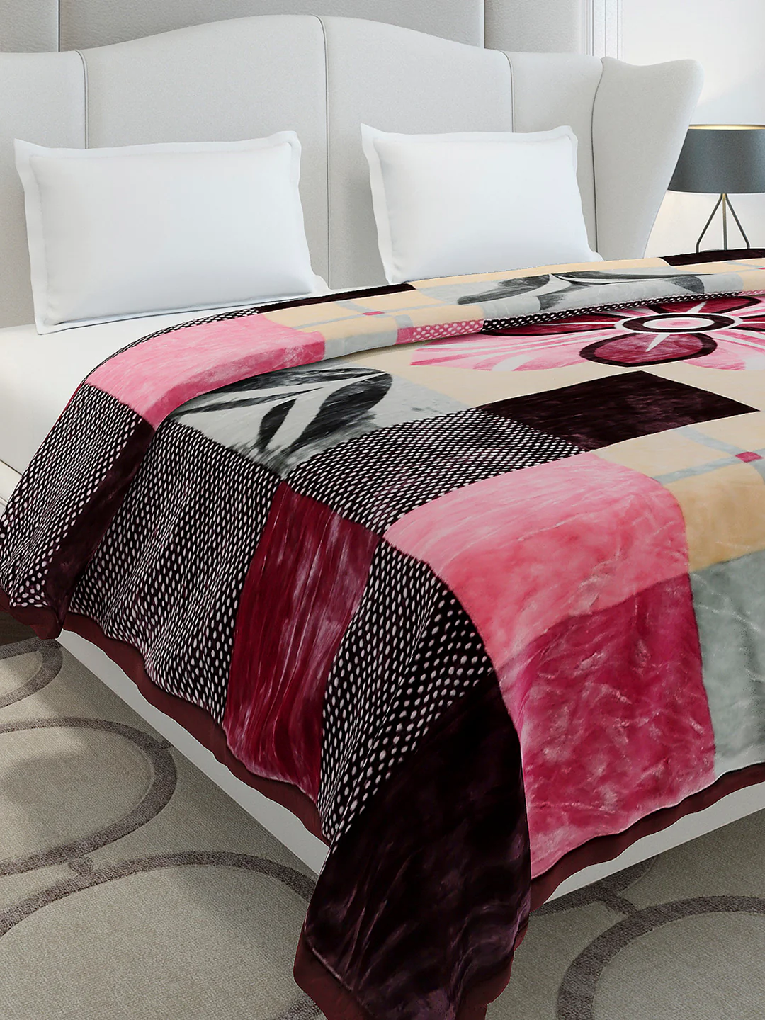 Printed Double Bed 3, 890 GSM Ply Blanket for Heavy Winter - (Gulnar)