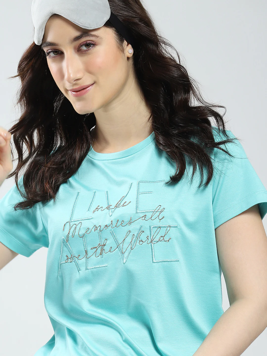 Women Green Printed Round Neck Half Sleeve Lower Set - Image 2